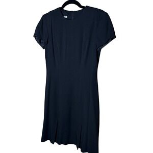 Geary Roark Womens Black 100% Wool Short Sleeve Pleated Sheath Dress Size 4 USA